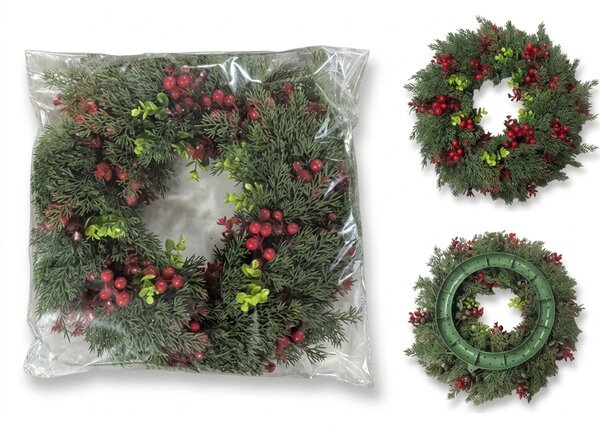 Coronita de Advent pentru usa RED BERRIES Ø 35 cm, verde/rosu