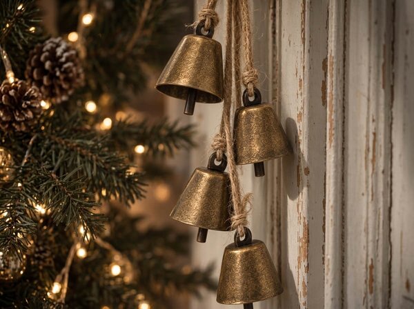 Decoratiune de Craciun de agatat GOLDEN BELLS 35 cm, aurie