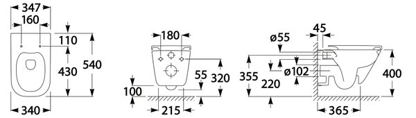 Roca Gap Square vas wc cu capac soft-close agăţat fără margine alb A34H472000