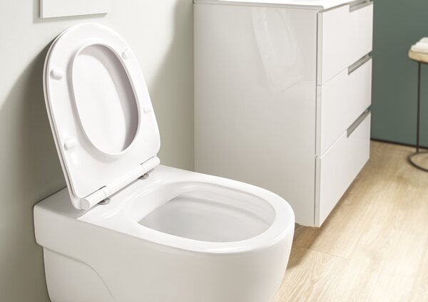 Roca Meridian vas wc cu capac soft-close agăţat fără margine alb A34H240000