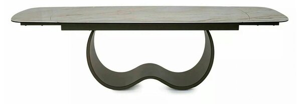 Masă extensibilă CASABLANCA, bej/cupru, sticlă securizată/ceramică/met