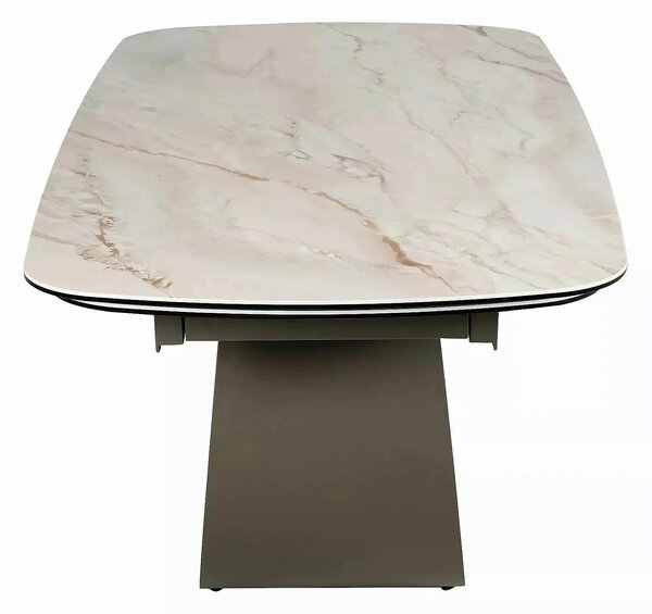 Masă extensibilă CASABLANCA, bej/cupru, sticlă securizată/ceramică/met