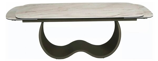 Masă extensibilă CASABLANCA, bej/cupru, sticlă securizată/ceramică/met