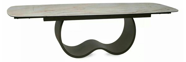 Masă extensibilă CASABLANCA, bej/cupru, sticlă securizată/ceramică/met