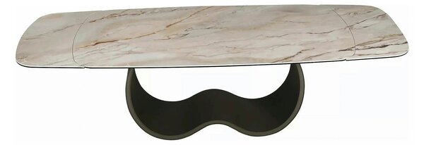 Masă extensibilă CASABLANCA, bej/cupru, sticlă securizată/ceramică/met