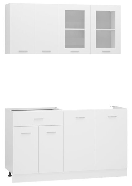 Set dulapuri de bucătărie, 4 piese, alb, lemn prelucrat