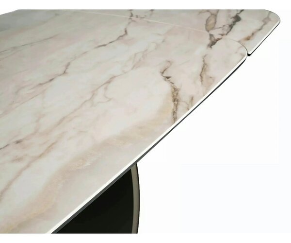 Masă extensibilă CASABLANCA, bej/cupru, sticlă securizată/ceramică/met