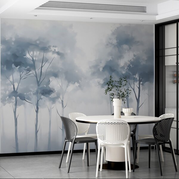 Tapet Siluete copac imitație acuarelă umedă, Fototapet Natură, w02927 : Uwalls.ro
