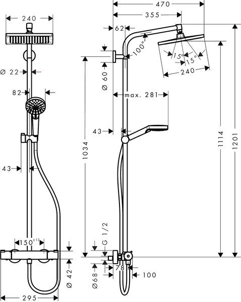 Hansgrohe Crometta set de duș perete cu termostat crom 27271000