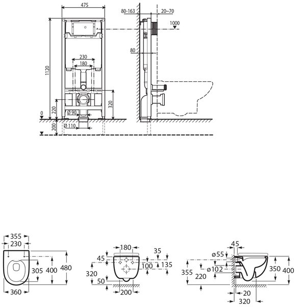 Roca Meridian set wc cadru cu capac A893104530