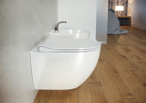 Cersanit Zen vas wc cu capac soft-close agăţat fără margine alb S701-428