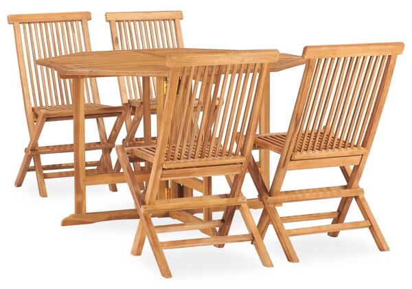 Set mobilier de exterior pliabil, 5 piese, lemn masiv de tec
