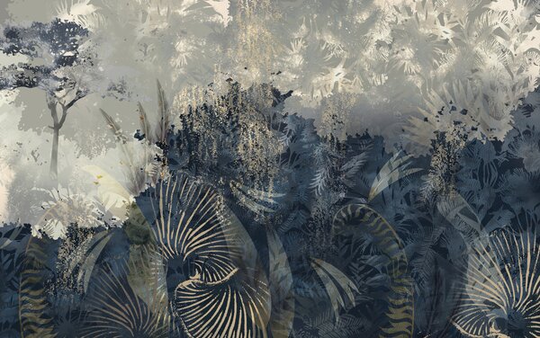 Tapet Africa magică cu pădure tropicală și elemente vectoriale, Fototapet Natură, w02643 : Uwalls.ro