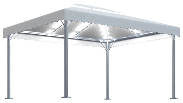 Pavilion cu șiruri lumini LED, crem, 400x300 cm, aluminiu