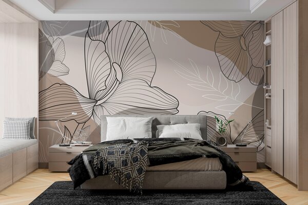 Tapet Design vectorial floral în nuanțe pastelate, Fototapet Flori, w02914 : Uwalls.ro