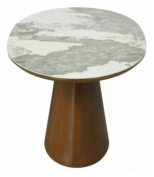 Masă extensibilă MAROCCO, alb/nuc, ceramică/furnir/MDF, 160–200x90x75