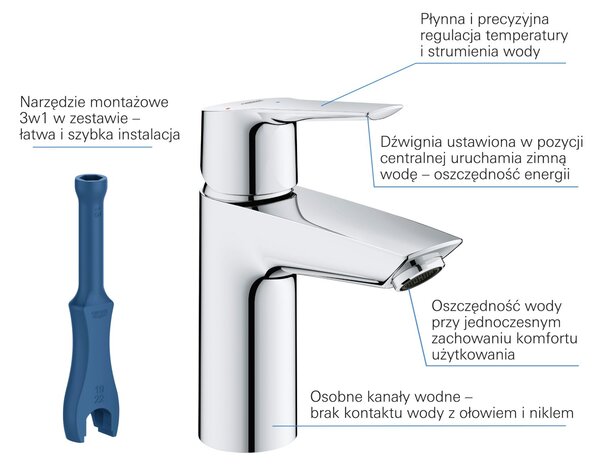 Grohe Start baterie lavoar stativ StarLight Chrome 23551002