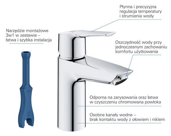 Grohe Start baterie lavoar stativ StarLight Chrome 23550002