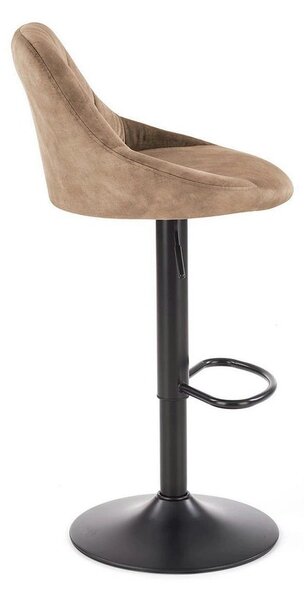 Scaun de bar rotativ H101, bej/negru, stofa catifelata/metal, 47x45x84