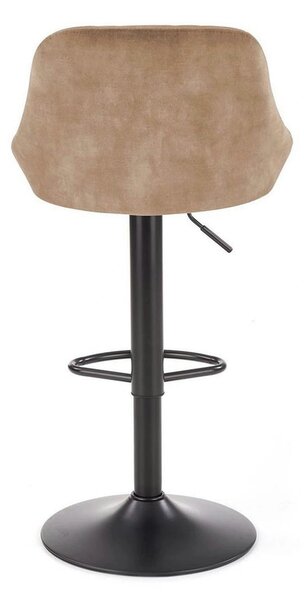 Scaun de bar rotativ H101, bej/negru, stofa catifelata/metal, 47x45x84