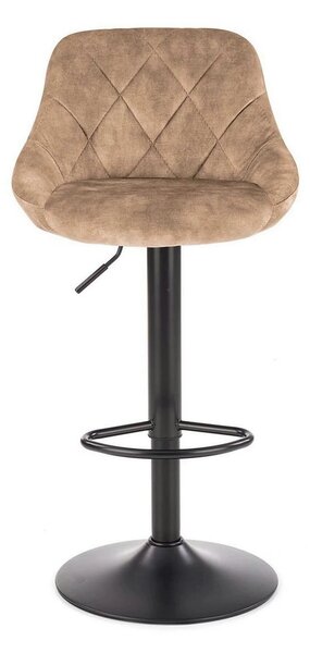 Scaun de bar rotativ H101, bej/negru, stofa catifelata/metal, 47x45x84