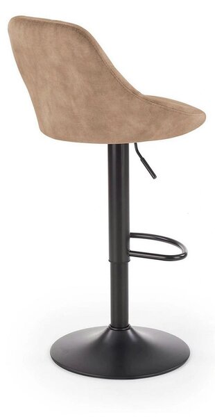 Scaun de bar rotativ H101, bej/negru, stofa catifelata/metal, 47x45x84