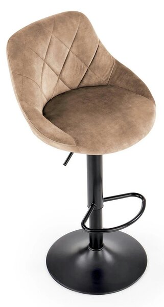 Scaun de bar rotativ H101, bej/negru, stofa catifelata/metal, 47x45x84