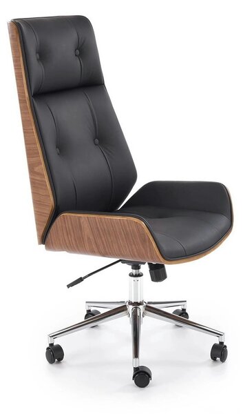 Scaun birou fara manere WEBSTER, nuc/negru, piele ecologica/placaj ind