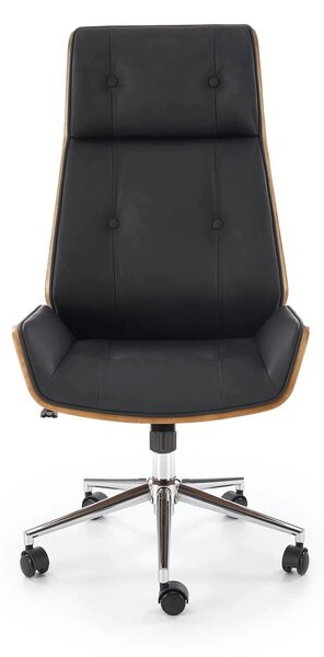 Scaun birou fara manere WEBSTER, nuc/negru, piele ecologica/placaj ind