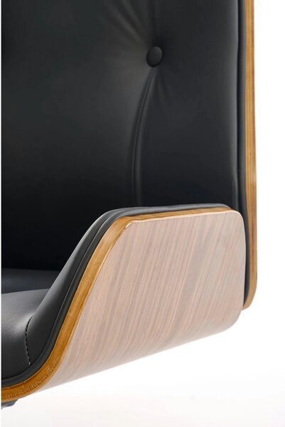 Scaun birou fara manere WEBSTER, nuc/negru, piele ecologica/placaj ind