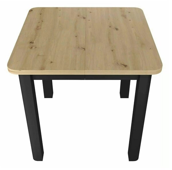 Masă extensibilă OSKAR, stejar artizanal/negru, PAL laminat/MDF, 80–20