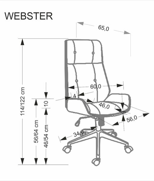 Scaun birou fara manere WEBSTER, nuc/negru, piele ecologica/placaj ind