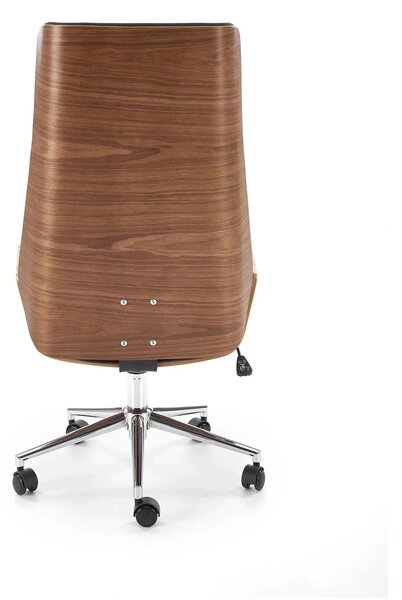 Scaun birou fara manere WEBSTER, nuc/negru, piele ecologica/placaj ind