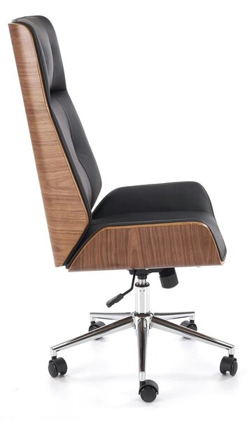 Scaun birou fara manere WEBSTER, nuc/negru, piele ecologica/placaj ind