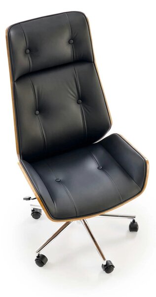 Scaun birou fara manere WEBSTER, nuc/negru, piele ecologica/placaj ind