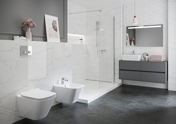 Cersanit City vas wc cu capac soft-close agăţat fără margine alb S701-405