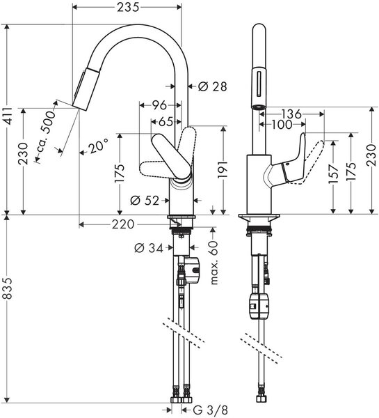 Hansgrohe Focus M41 baterie bucătărie pe picior crom 31815000