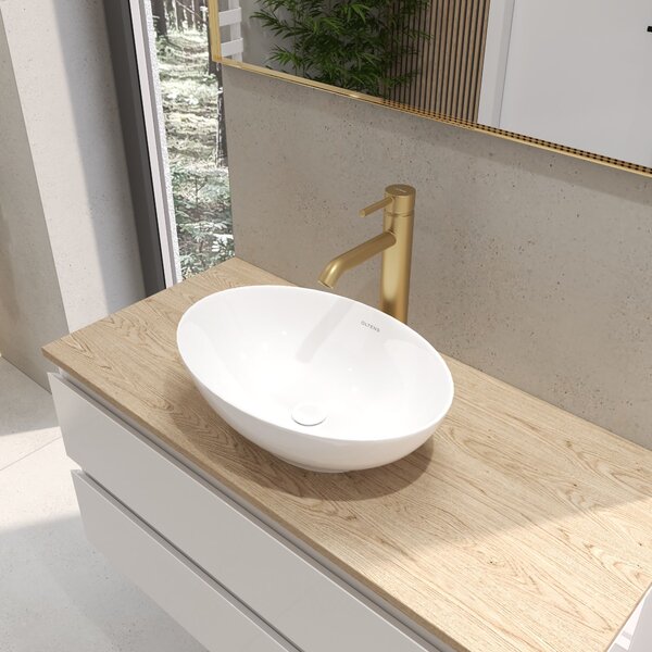 Oltens Etne lavoar 40x33 cm ovale de blat alb luciu 40313000