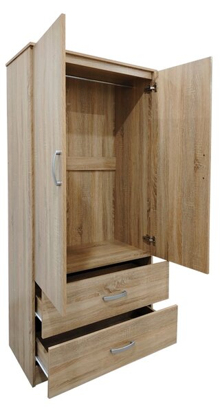 Dulap haine cu 2 usi si sertare Lego Natural 80x42x180 cm