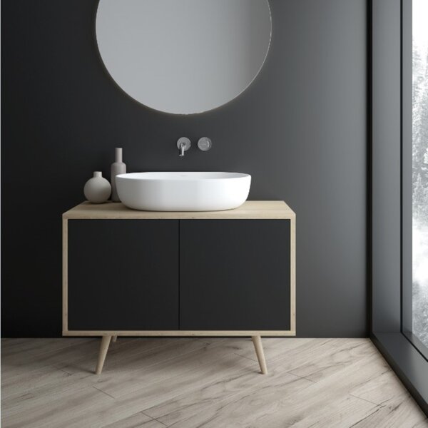 Oltens Hedvig dulap 95x45x49.7 cm sub chiuveta pe perete negru-stejar 60204360