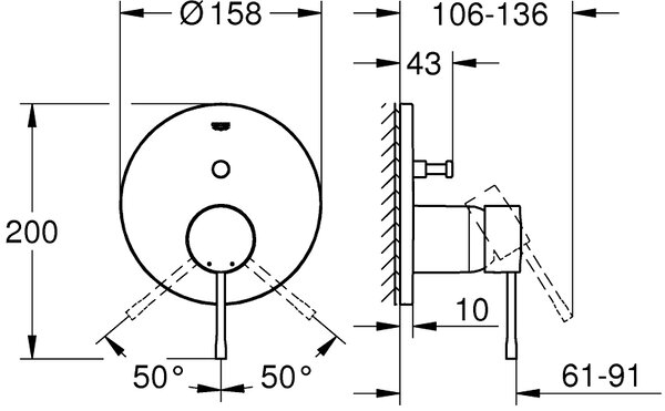 Grohe Essence baterie cadă-duș ascuns Hard Graphite 24058A01