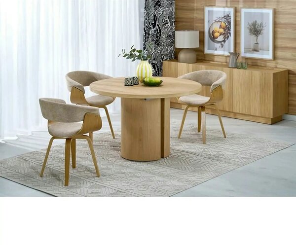 Masa extensibila GARIBALDI, stejar natural, PAL laminat/furnir, 120/20