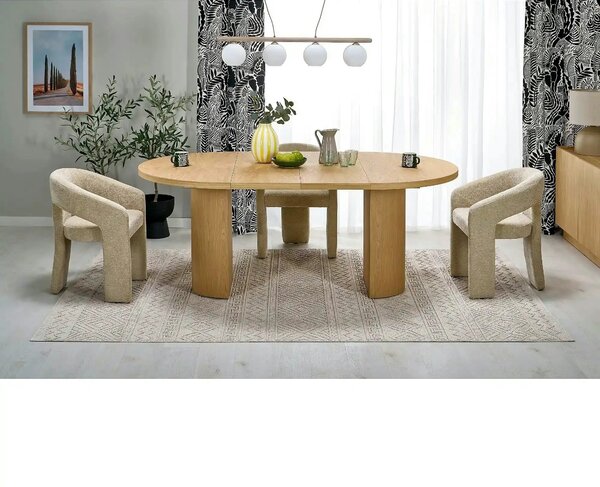 Masa extensibila GARIBALDI, stejar natural, PAL laminat/furnir, 120/20