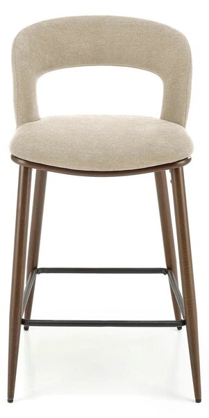 Scaun de bar bej H114, stofa clasica/otel, 48x52x92 cm