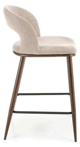 Scaun de bar bej H114, stofa clasica/otel, 48x52x92 cm