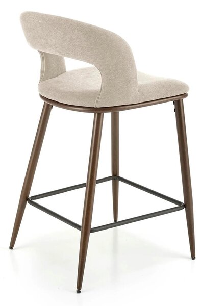 Scaun de bar bej H114, stofa clasica/otel, 48x52x92 cm