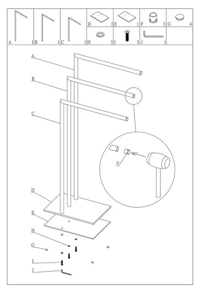 Sealskin Tube umeraș cu picioare negru 800201