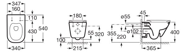 Roca Gap vas wc agăţat fără margine alb A34647LS00