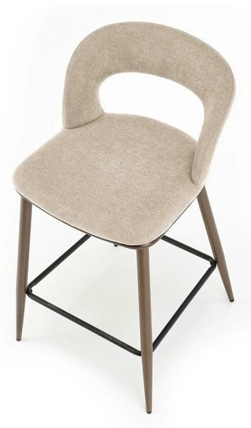 Scaun de bar bej H114, stofa clasica/otel, 48x52x92 cm