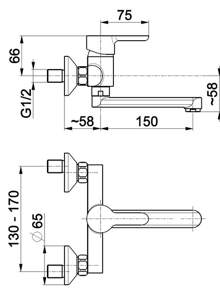 KFA Armatura Granat baterie lavoar perete crom 5520-810-00